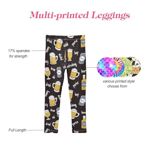 CaTaKu Girls Leggings Beer Bottle Cute Leggings for Girls Kids Athletic Workout Yoga Pants Size 4-10T4