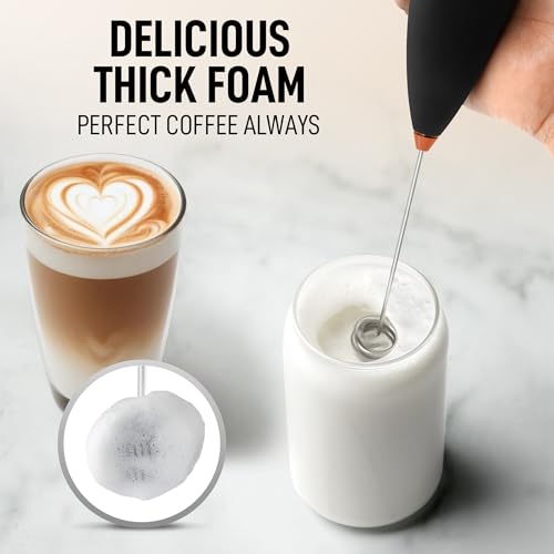 Image of Mini & Mighty Milk Frother Wand - Powerful Handheld Coffee Frother, Battery Operated Drink Mixer - Compact Pocket Size - Detachable Whisk for Latte, Cappuccino, Matcha, Hot Chocolate