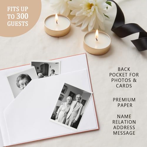 Image of Funeral Guest Book - Celebration of Life Guest Book with Rollerball Pen for Memorial Service - Funeral Memory Sign in Books for Over 300+ Guests - Funeral Decorations with In Loving Memory Table Sign