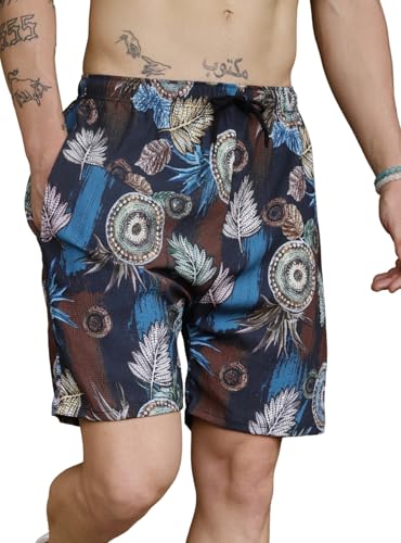 Image of Zilcon Men's Casual Shorts Printed Fabric Drawstring Summer Beach Shorts