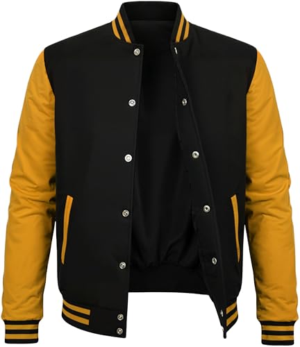 Image of Decrum DISC Varsity Jackets - Letterman Jacket Men [40020083-CZ] | Plain Yellow Sleve, M