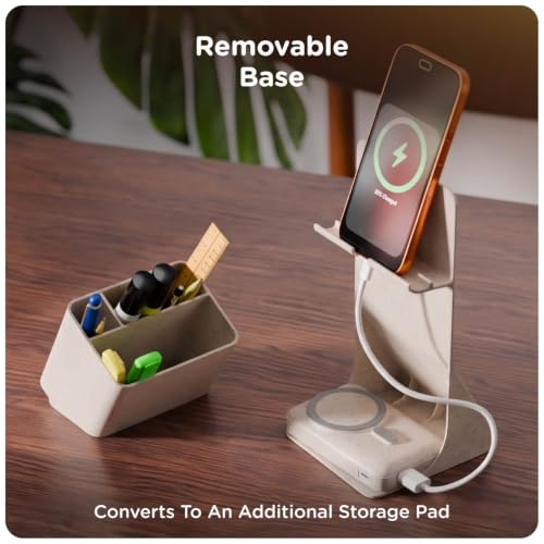 Image of eo Desk Organizer with Phone Stand | Dual Compartment Pen Stand | Removable Base Organizer | Quick-Access Desk Accessories for Office Desk, Study Table & Work From Home (Apex, Sustainable)