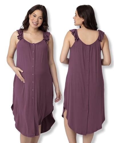 Image of Kindred Bravely Labor and Delivery Gown, 3 in 1 Hospital Gowns for Women Labor Delivery, Ruffle Straps