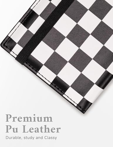 Image of Zreal Checkbook Cover for Men & Women Snakeskin Pattern, Black White Checkered, 7 x 3.7 x 0.2 inches, Minimalist