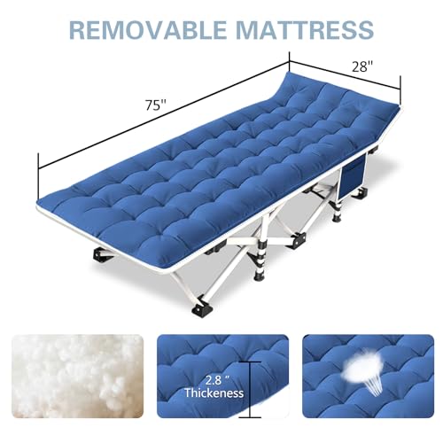 Cot-XL-Camping-Cot-with-Comfortable-Pad-Cots-for-Sleeping-Camping-Bed-Folding-Cot-450LBSMax-Load-Double-Layer-Oxford-Heavy-Duty-with-Carry-Bag-for-Home-Outdoor-Travel