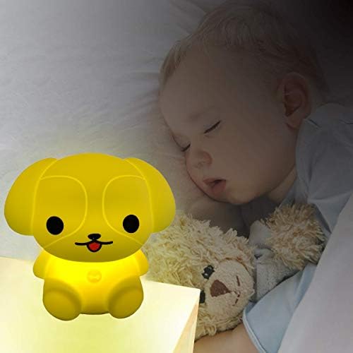 Glinrui Night Light, Bedside lamp for Children, Baby Nursery Light - Break Resistant/Eye Caring/Adjustable Brightness & Color/Time Setting/Touch-Control & Remote Control - Medium Dog