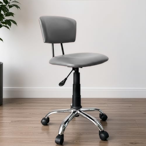 Image of DIYA Seating Vibe Square Rolling Stool (1 Year Warranty) with Comfortable Backrest Height Adjustable & Revolving Swivel Stool Chair for Study Office and Regular Work - Grey (44 inchx47 inchx85 inch)