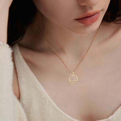 Sobriety Gift 925 Sterling Silver Alcoholics Anonymous Necklace AA Recovery Symbol Sobriety Alcoholics Anonymous Gifts for Women Men2