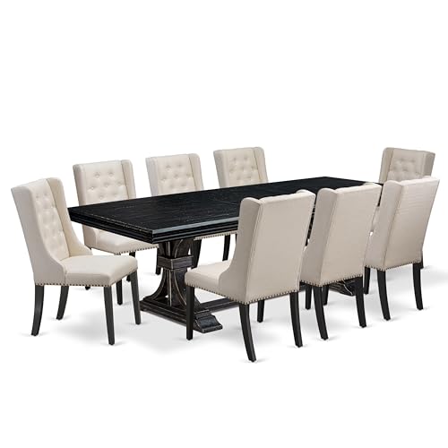 Luxe by East West Furniture NEFO9-SBB-01 - 9-piece dining set