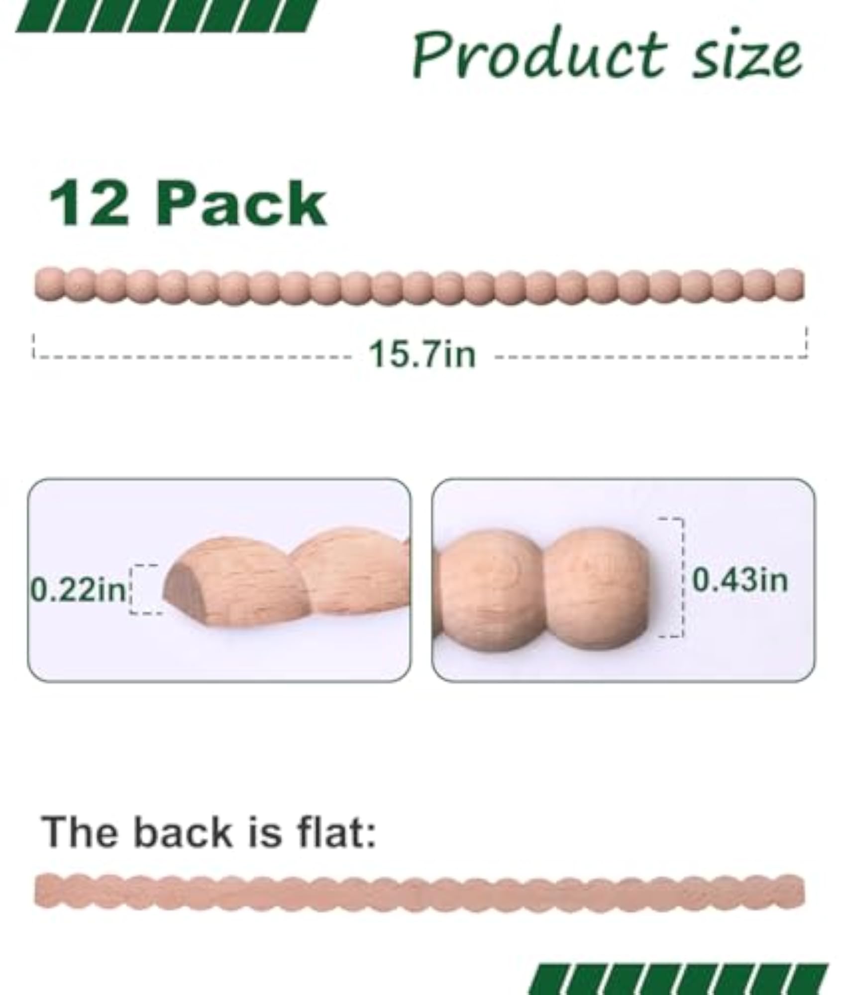 12-Piece Unfinished Wood Bead Trim Molding Set