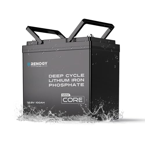 Image of Renogy 12V 100Ah LiFePO4 Lithium Battery Mini Size, 100A BMS for Ultimate Safety, Deep Cycle w/Remote Monitoring Compatibility, Backup Power for RVs, Cabins, Marine, and Off-Grid Systems - Core Series