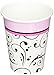 amscan Sweet Wedding Party Paper Cups (18 Piece), 9 oz, Pink/White/Black