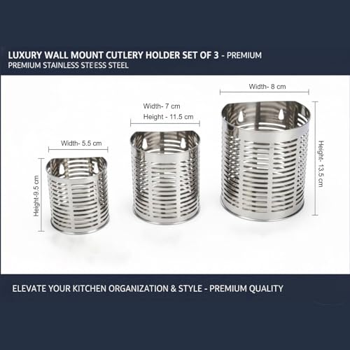 Image of FINALITY cutlery holder for kitchen accessories, Best use for spatula holder (Silver - Wall mount cutlery)
