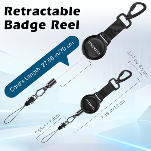 MoKo Anti-theft Phone Tether, Phone Lanyard Retractable Steel Line Cellphone Strap with Locking Carabiner and Metal 360° Tether Tab for Outdoor Skiing Hiking Climbing Fishing, Black by MoKo - Image 4