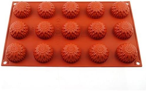 Baking Molds Christmas Rectangle Silicone Non-stick Sunflower Shapes Chocolate Cupcake Cookie Cake Muffin Pan Bakeware Tray Soap Mould Crafts Reusable Kitchen Tool 1 PCS (15 Cavity 1.6" x 0.6")
