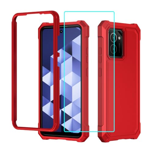 Lozeguyc for HMD Vibe N159V Case with Screen Protector,Full Body Protection Front PC Back Soft Silicone Bumper,Heavy Duty Protection Shockproof Phone Case for HMD Vibe Red