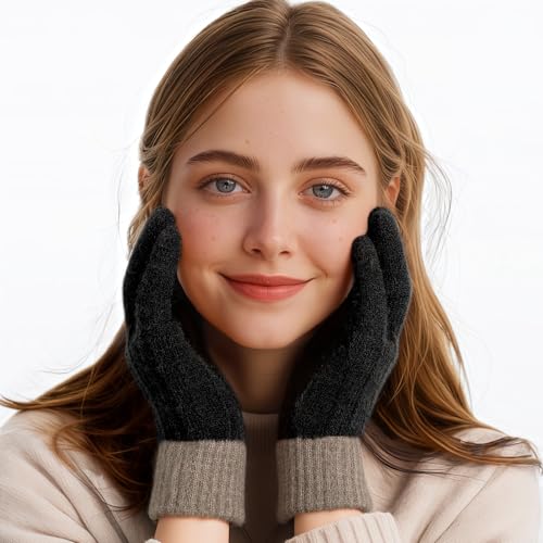 Clothirily Winter Gloves for Women - Stretchy Touchscreen Winter Gloves, Soft Warm Women's Knit Glove for Cold Weather - Image 3