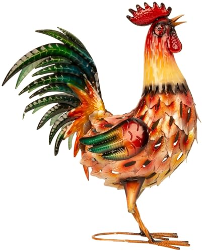 Geschenkestadl Hahn bunt Metall groß 55cm Tierfigur Bauernhof Haus Hof Gartenfigur Dekoration Deko Geschenkestadl Hahn bunt Metall groß 55cm Tierfigur Bauernhof Haus Hof Gartenfigur Dekoration Deko
