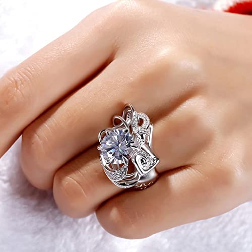 Jeulia Mermaid Ring Sterling Silver Cocktail Rhinestone Round Cut Band Fairytale Little Elegant Engagement Mermaid Promise Ring Jewelry Large Center Stone For Woman Teen Girls Wife With Gift Box (Mermaid Ring1, 6) #TOP5