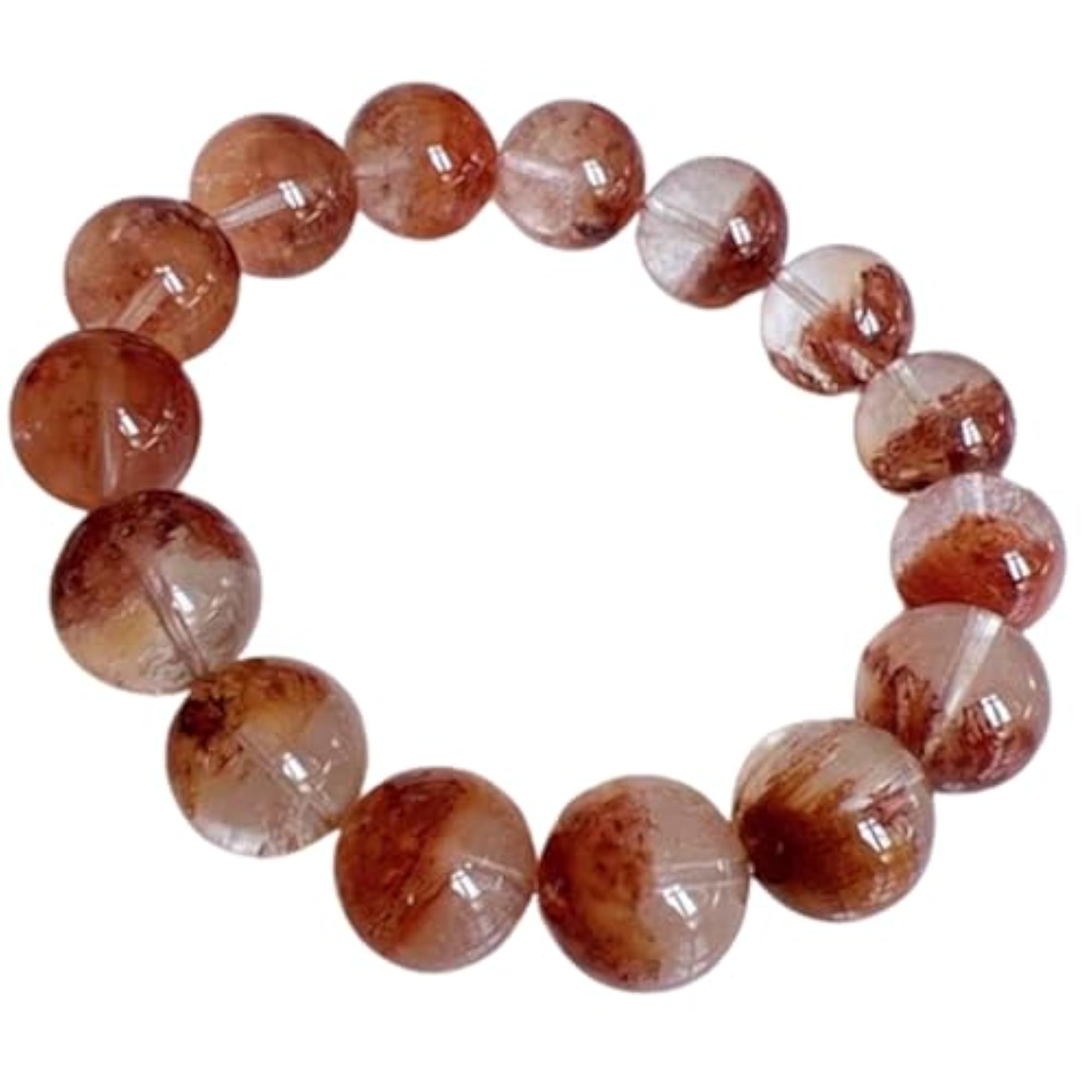 Unisex Natural Rutilated Quartz Bead Stretchable Bracelet, Healing Gift