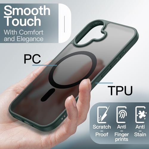Image of JETech Magnetic Case for iPhone 17 6.3-Inch Compatible with MagSafe, Translucent Matte Back Slim Minimalist Shockproof Phone Cover (Dark Green)