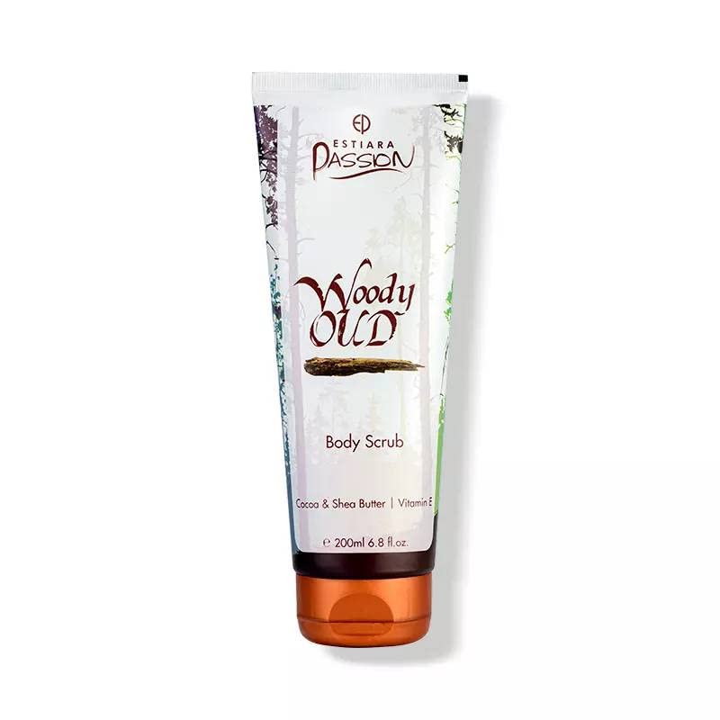 Estiara Passion Skincare Woody Oud Body Scrub 200ml | Vitamin-rich Scrub | Infused With Cocoa and Shea Butter | Daily Use | For Men and Women-image-6