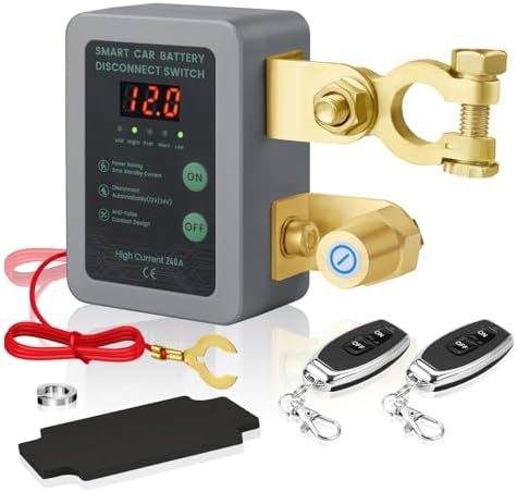 DZG Remote Battery Disconnect Switch DC 12V 240A Anti-Theft Smart Car Kill Switch Automatic Power Shut Off with Remote Control Prevent Drain Battery for Car Truck RV ATV Vehicle Boat