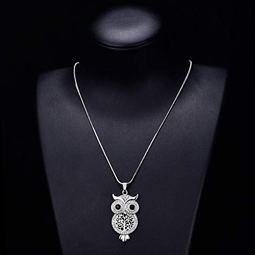Pj Cute Owl Crystal Pendant Necklace For Women Girls - 1.57" Bird Tree Pendants Snake Chain Necklaces, Costume Animal Jewelry #TOP4