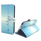König Design Handyhülle Kompatibel mit Lenovo ZUK Z1 Handytasche Schutzhülle Tasche Flip Hülle mit Kreditkartenfächern - Be Happy Blau