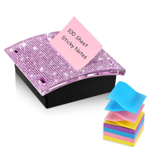 Angoily Note Dispenser, Bling Diamond Holder with 100Pcs Sticky Notes, 3x3
