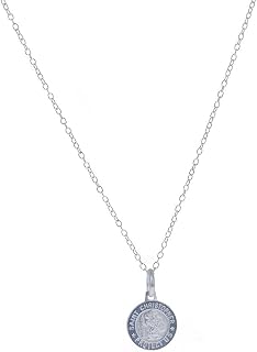 Sterling Silver, Mini St Christopher Pendant and Necklace, Dainty Open Cable Link Chain, Religious Pendant