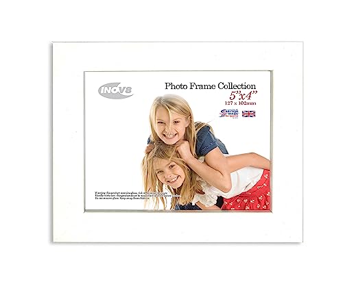 Inov8 British Made Real Wood Picture/Photo Frame 5x4" Inch(12x10cm) - Auckland 20mm Pine White