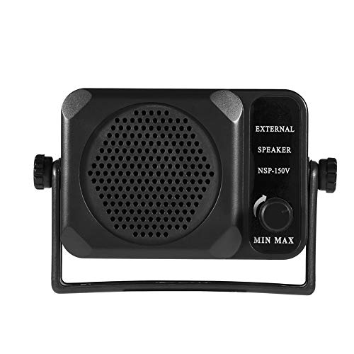 Zerone Altavoz Externo, portátil, con conexión de 3,5 mm y Control de Volumen para Radio de Coche de Dos vías (Negro)