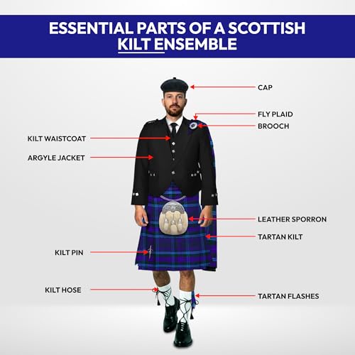 Image of 8 Yard Mens Kilt - Authentic Tartan Kilt for Men Highland Outfit for Weddings & Traditional Scottish Wear