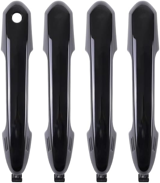Black Painted 1 Lot Exterior Door Handle Compatible with Toyota RAV4 Highlander Sienna 2019-2024 Without Keyless Entry