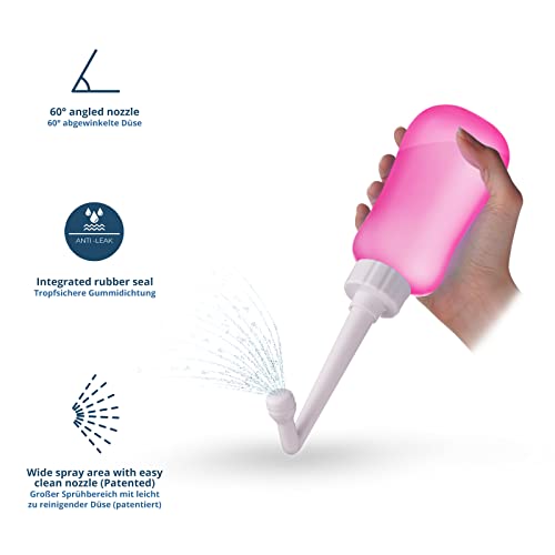 T2 Botella Peri Bidé Portatil Para Cuidado Posparto, Alivio Del Dolor Perineal - Exprimible 360ml Con Boquilla 60° - Bolsa De Almacenamiento Lavable y de Maternidad Para Hospital, Regalo Futura Mama - imagen 5