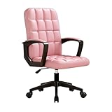 Future Warrior Leder Ergonomische Schreibtischstuhl-Bürostuhl, 360 ° Schwenk Mit Hoher Dichte, Höhepunkt, Höhe Einstellbarer Task-Stuhl, Verstellbarer Eitelkeitsstuhl Mit Armlehne (Pink- Premium)