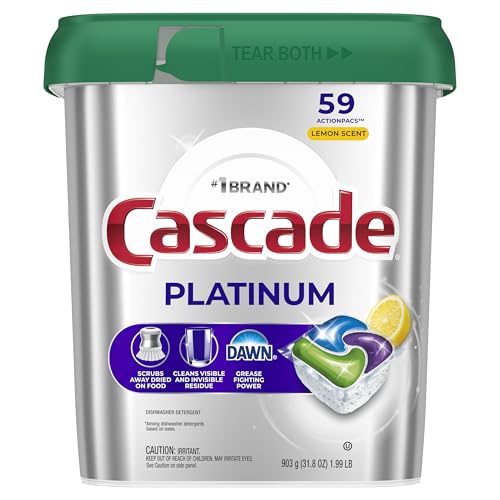 Cascade Platinum Dishwasher Pods, Dishwasher Detergent, Dish Detergent Soap, Lemon, 59 Count image 9