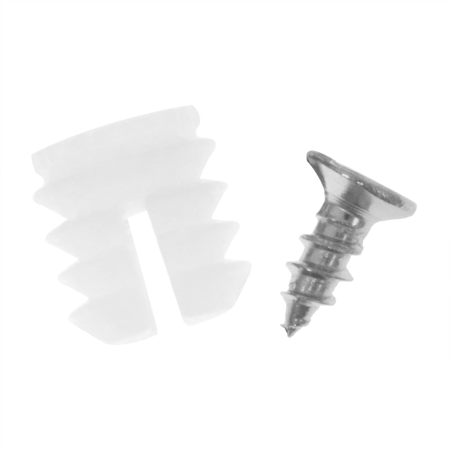 200 stuks M4 x 8 mm kunststof scharnierpluggen inserts, scharnieruitbreidingspluggenset met schroeven, scharnierpluggen inzetstukken accessoires voor eenvoudige kast- en kastreparatie, wit