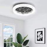 Kinhoou Black Modern Acrylic Ceiling Light, 11.8 inch Round LED Flush Mount Chandeliers Alternative Light Fixture with Stainless Stell Base for Dining Room Bedroom Low Ceiling, 24W 6500K