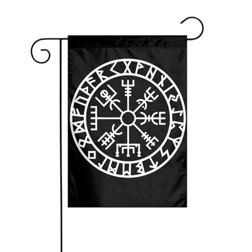ixygoiv Vegvisir Nordic Viking Rune Compass Norse Germanic Mythology Symbol Garden Flag Double Sided Outdoor Decoration Flag Welcome Flag Banner Yard Flags 12 X 18 Inch