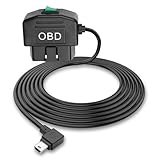 MEIRIYFA OBD OBD2 Power Cable for Dash Camera OBD to Mini USB Right Angle Hardwire Charger 90° Degree Wire Cord,12V-24V to 5V 3A 24 Hours Surveillance/Acc Mode with Switch Button (Mini USB)