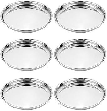 ROYAL SAPPHIRE Stainless Steel Plate | Dinner Plate | Set of 6 Mess Trays Great for Camping | 26.5 cm