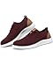 VILOCY Men's Casual Dress Sneakers Oxfords Business Shoes Lace Up Lightweight Comfortable Breathable Walking Knit Mesh Fashion Sneakers Tennis Wine Red,EU43