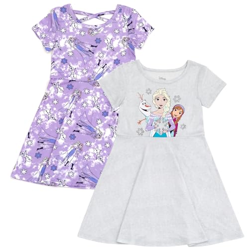 Disney Frozen Little Girls 2 Pack Skater Dresses Lavender/Gray 6