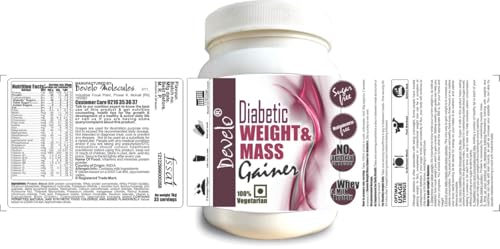 Image of DEVELO Weight & Mass Gainer For Diabetics, Sugar Free Supplement For Diabetes Care, Weight & Muscle Gain - 1Kg Vanilla, Powder