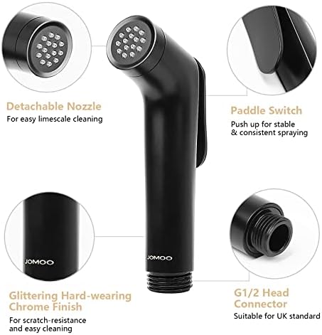 Handheld Bidet Sprayer Kit JOMOO Wall Mounted Matte Black 2 Spraying Modes Douche Muslim Shattaf Shower Spray for Toilet Bathroom Holder and Hook Included