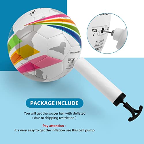 Rawxy Soccer Ball Size 4 For Junior Youth Boy Girl, Backyard Training Indoor Outdoor Soccer Ball Sports With Ball Pump #TOP3