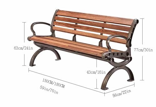 3-osobowa ławka ogrodowa na zewnątrz, ergonomiczne drewno z włókna węglowego z oparciem i podłokietnikami, maksymalne obciążenie 500 kg, rustykalna ławka na patio do parków, trawników, działek i