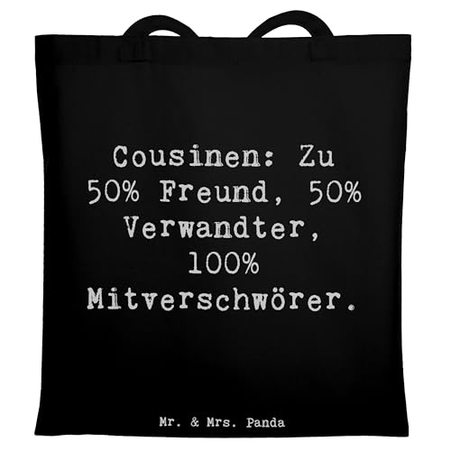 Mr. & Mrs. Panda Shopper Spruch Cousin Mitverschwörer - Geschenk, Cousins, Dankeschön, Familie, Umhängetasche, Schultertasche, Liebe, Verbündete, Jubiläen, Shopping Tasche, Uni, Cousine, Spaß